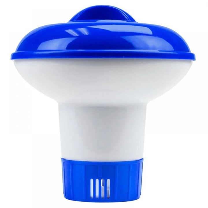 Dispenser plutitor pentru clor, plastic, albastru si alb, 12x13.5cm, set 1 buc.