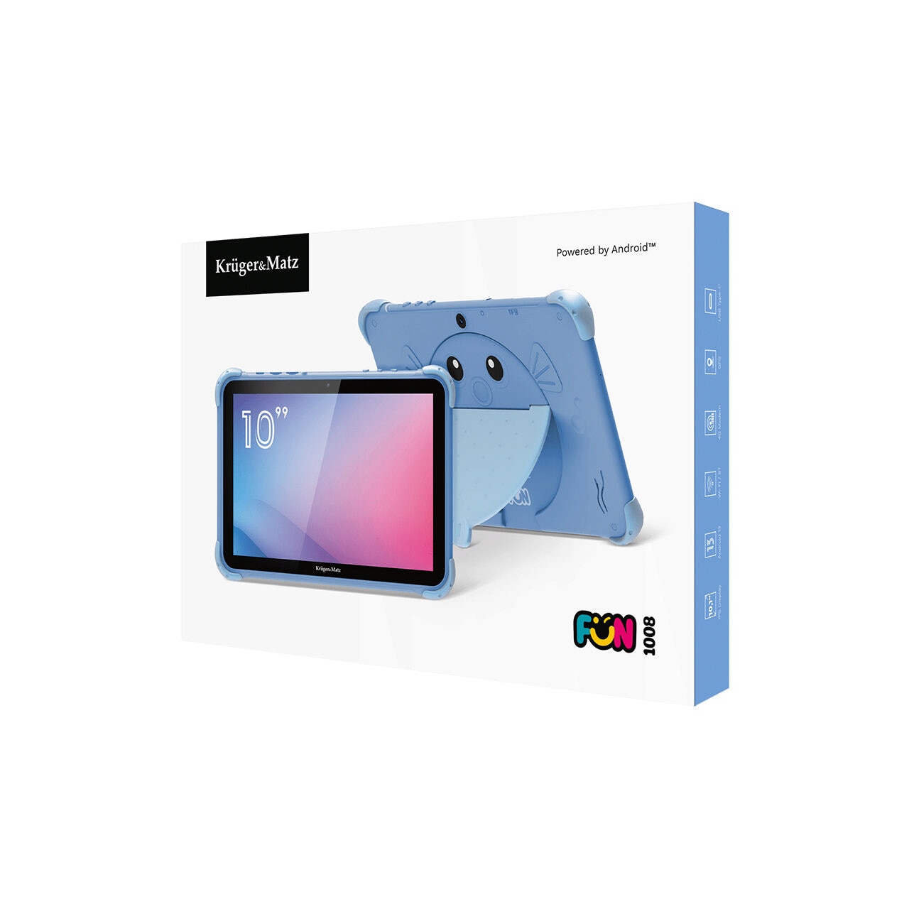 Tableta copii, 10.1 inch, Android 13, Unisoc T310, Quad-core, Rezolutie 1280 x 800 px, 64 GB, 4 GB RAM, Bluetooth
