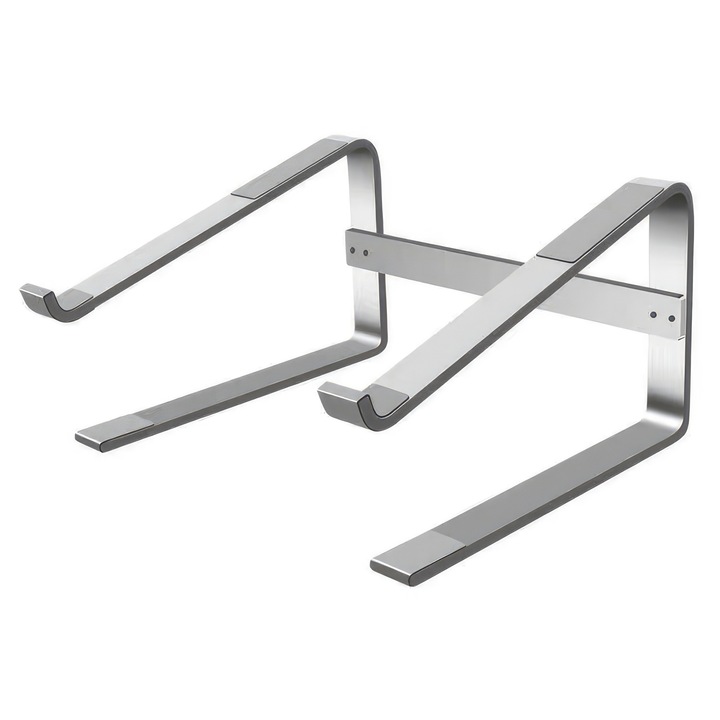 Suport laptop ergonomic, 10-17.4 inch, din aluminiu, argintiu, design anti-alunecare, optimizare spatiu birou