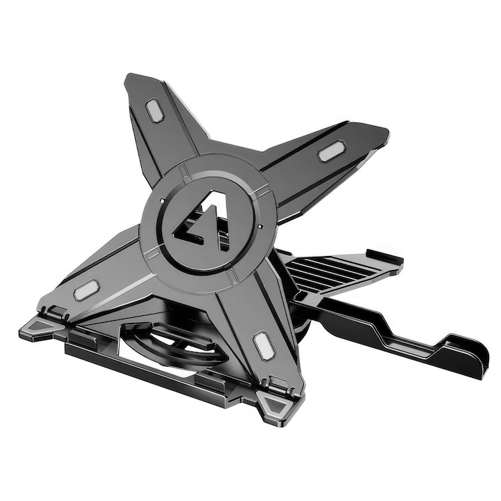 Suport laptop, cu suport telefon detasabil, rotire 360°, 8 unghiuri ajustabile, negru, portabil