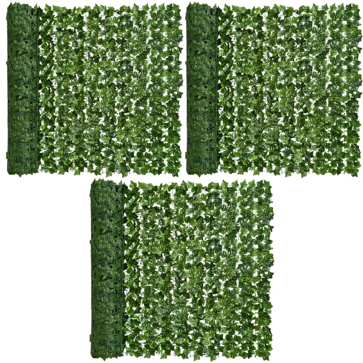 Set trei role din frunze artificiale SDEPOT®. pentru efect de gard viu, potrivit atat in exterior cat si in interior, special pentru crearea unui spatiu intim, cu rezistenta la apa si la razele UV