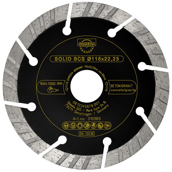 Disc diamantat basic BCS marca Samedia cu dim. de 115x22.23 mm