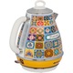 Електрическа кана Ariete Positano 2869/0P, 2000W, 1.7 л, Подвижен филтър, Прозорец за водата, 360C безжична основа, Бял/Жълт
