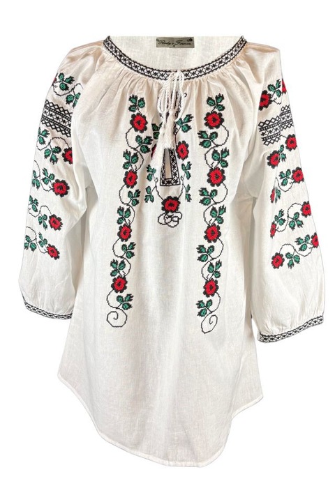 Bluza dama tip ie R25 alb/verde, marimea M