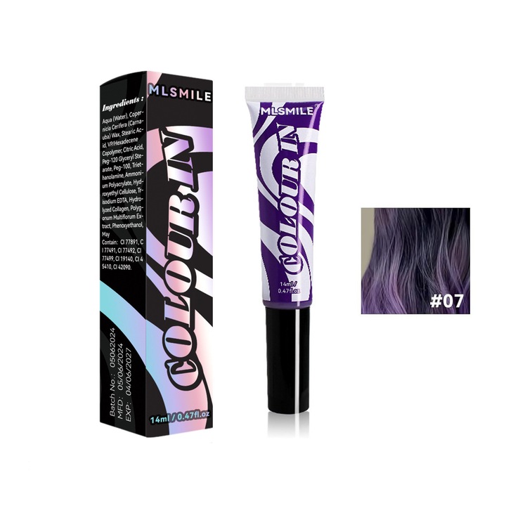 Pieptene de unica folosinta pentru colorarea parului, crema de styling pentru par natural DIY, mascara colorata, ceara de par de unica folosinta lavabila si usor de curatat (culoarea 07#)