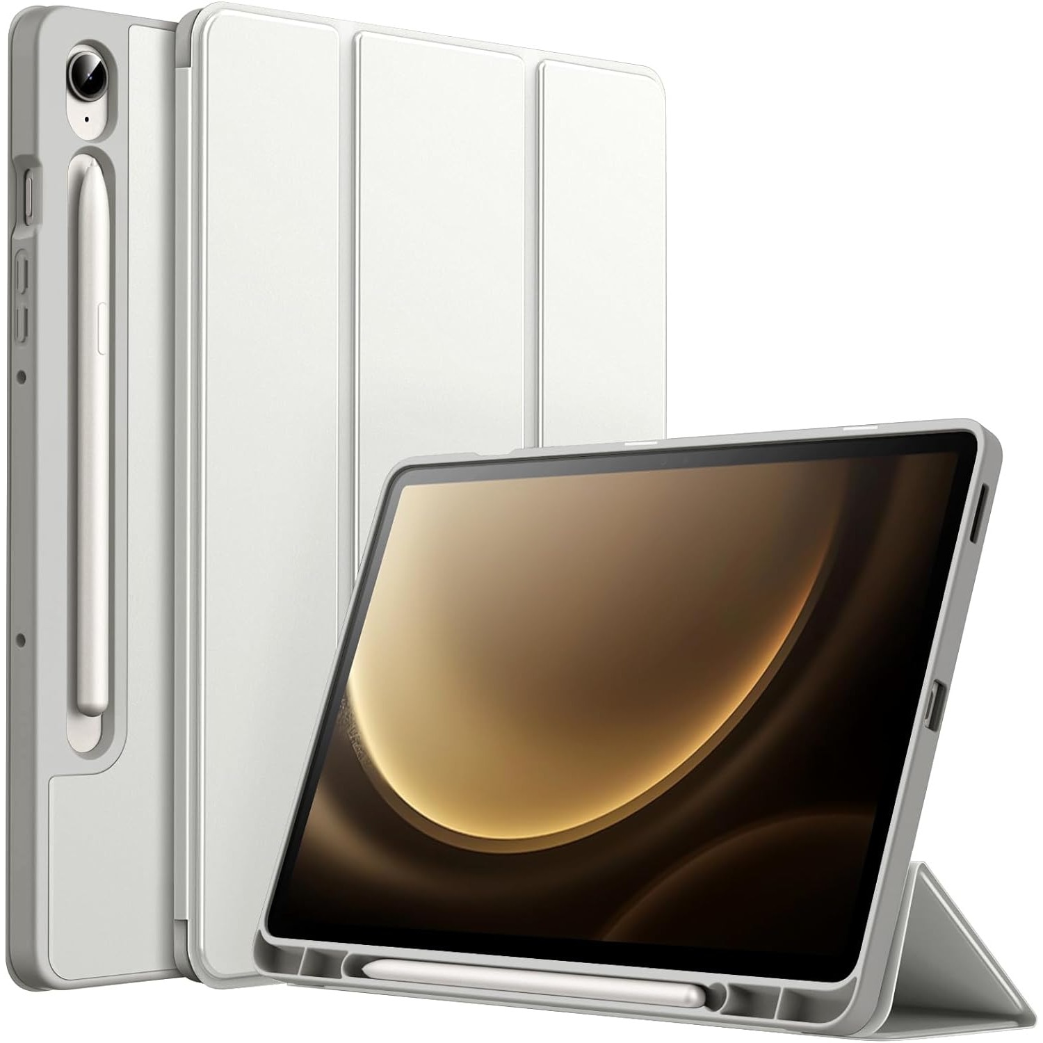 Husa pentru Samsung Galaxy Tab S10 FE 10.9 inch Soft Shell cu functie wake-up/sleep si compartiment pentru stylus tip stand - Gri