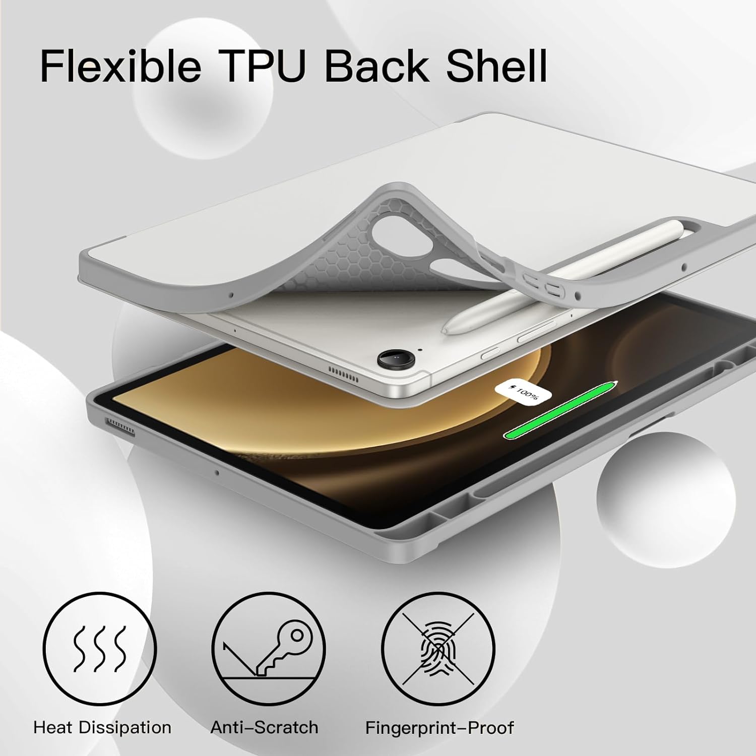 Husa pentru Samsung Galaxy Tab S10 FE 10.9 inch Soft Shell cu functie wake-up/sleep si compartiment pentru stylus tip stand - Gri