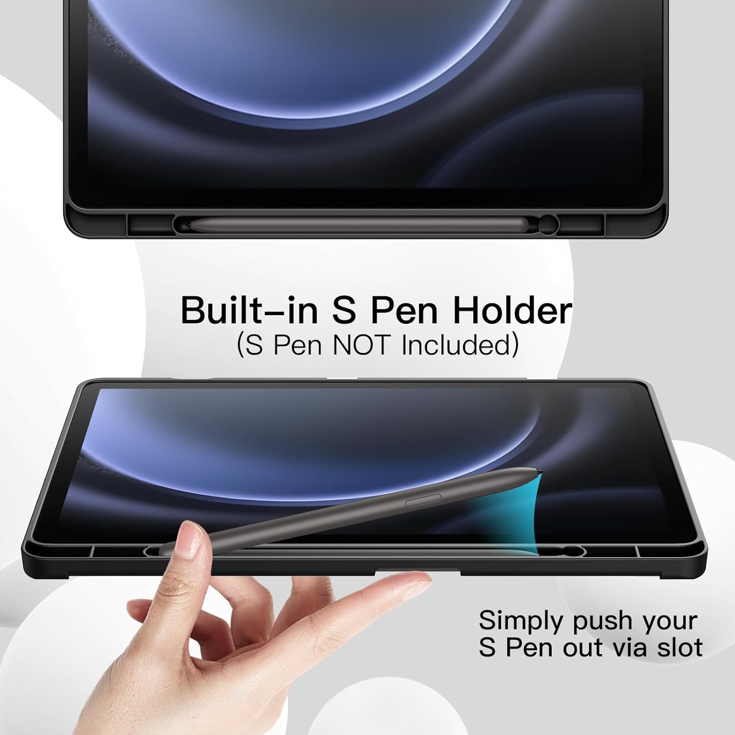 Husa pentru Samsung Galaxy Tab S9, S9 FE, S10 FE Soft Shell UltraSlim tip stand functie sleep/wake-up si slot pentru S-Pen negru