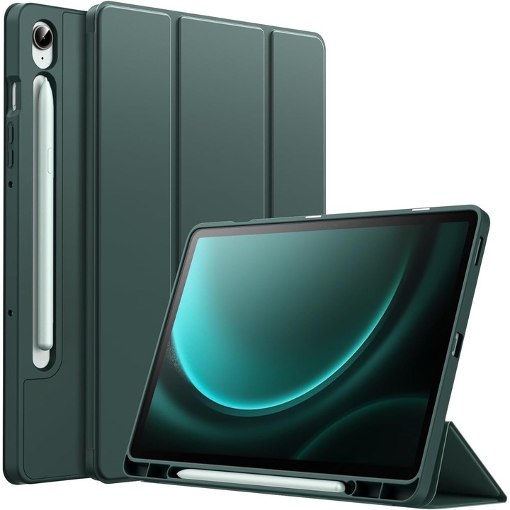 Husa pentru Samsung Galaxy Tab S10 FE 10.9 inch Soft Shell cu functie wake-up/sleep si compartiment pentru stylus tip stand - Verde