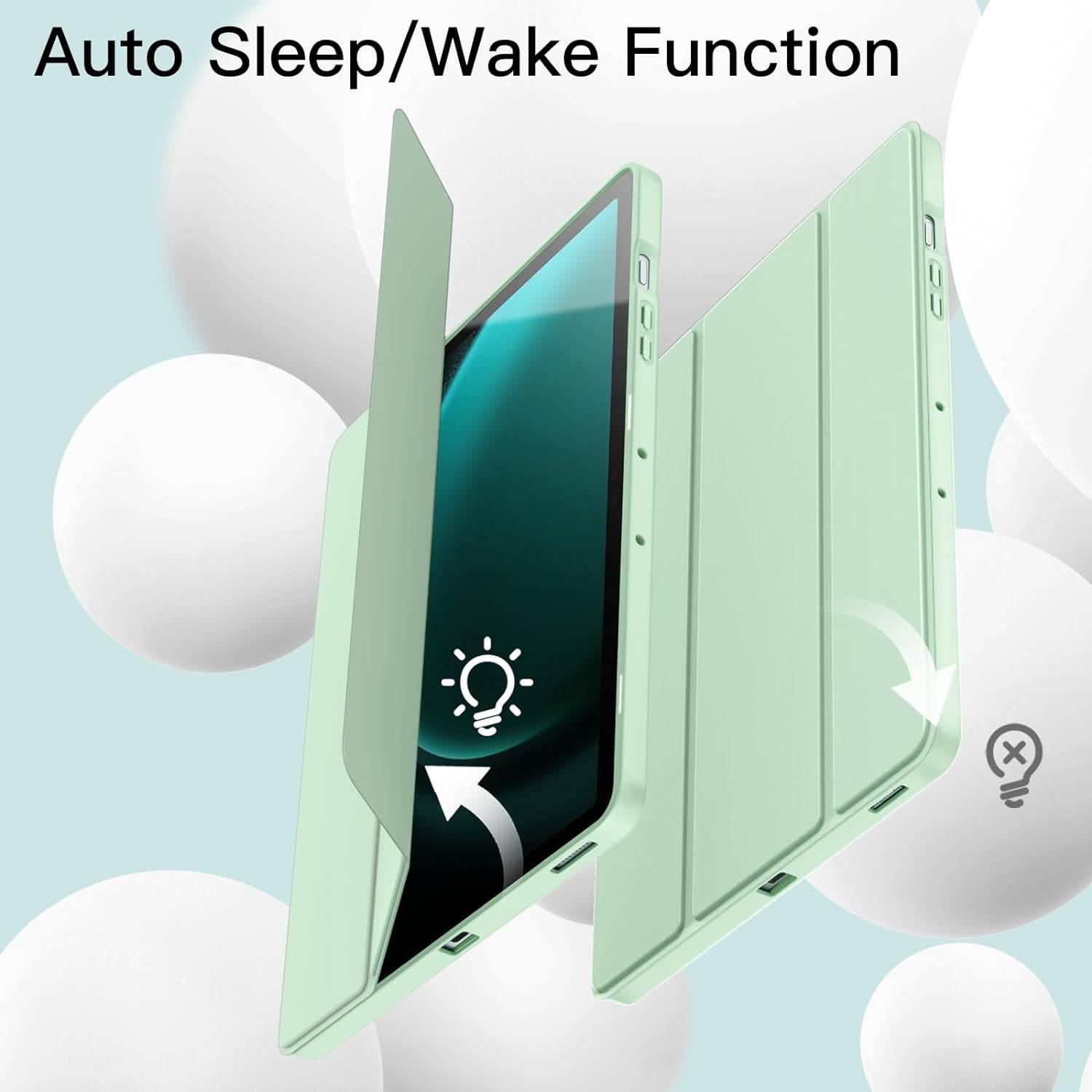 Husa pentru Samsung Galaxy Tab S9, S9 FE, S10 FE Soft Shell UltraSlim tip stand functie sleep/wake-up si slot pentru S-Pen verde deschis