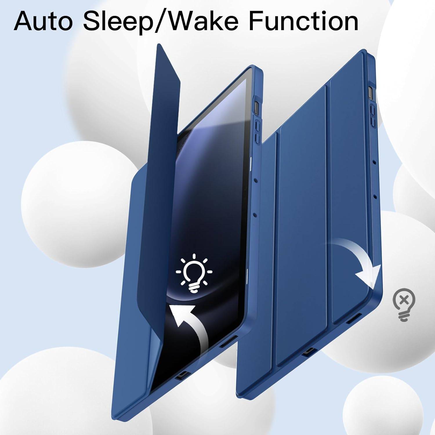Husa pentru Samsung Galaxy Tab S9, S9 FE, S10 FE Soft Shell UltraSlim tip stand functie sleep/wake-up si slot pentru S-Pen navy blue
