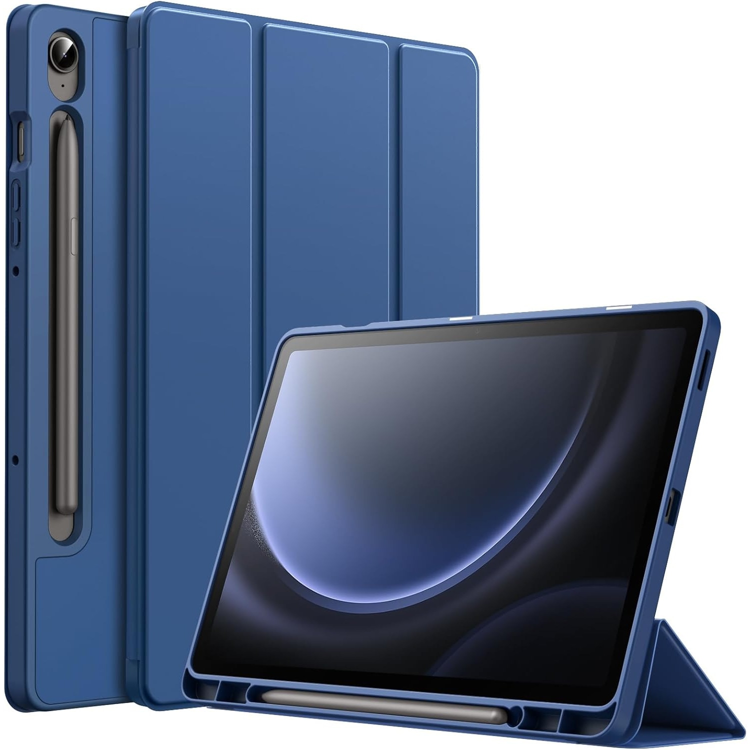 Husa pentru Samsung Galaxy Tab S9, S9 FE, S10 FE Soft Shell UltraSlim tip stand functie sleep/wake-up si slot pentru S-Pen navy blue