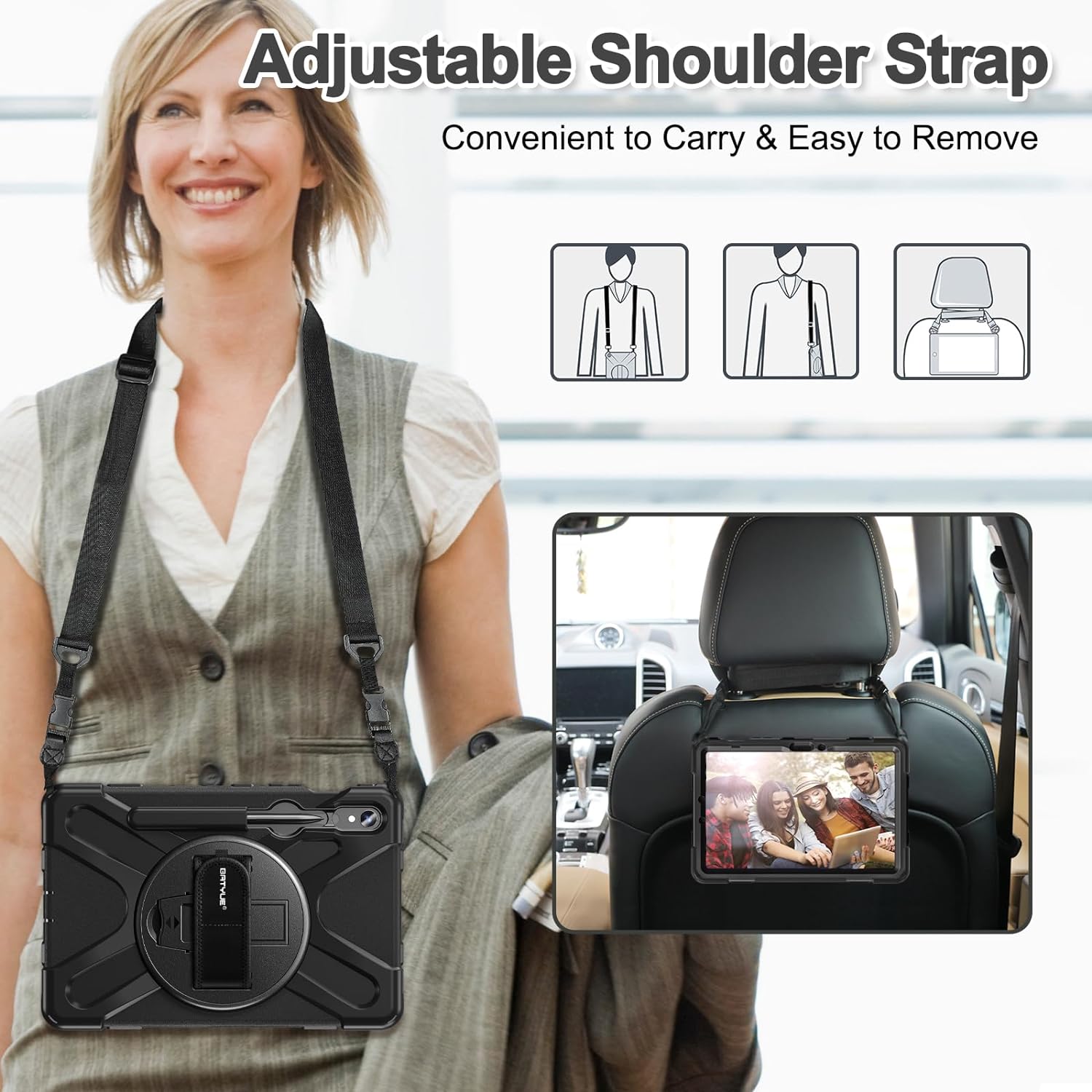 Pachet 360: Husa cu folie integrata Samsung Galaxy Tab S9 / S9 FE inch Shockproof Armor negru