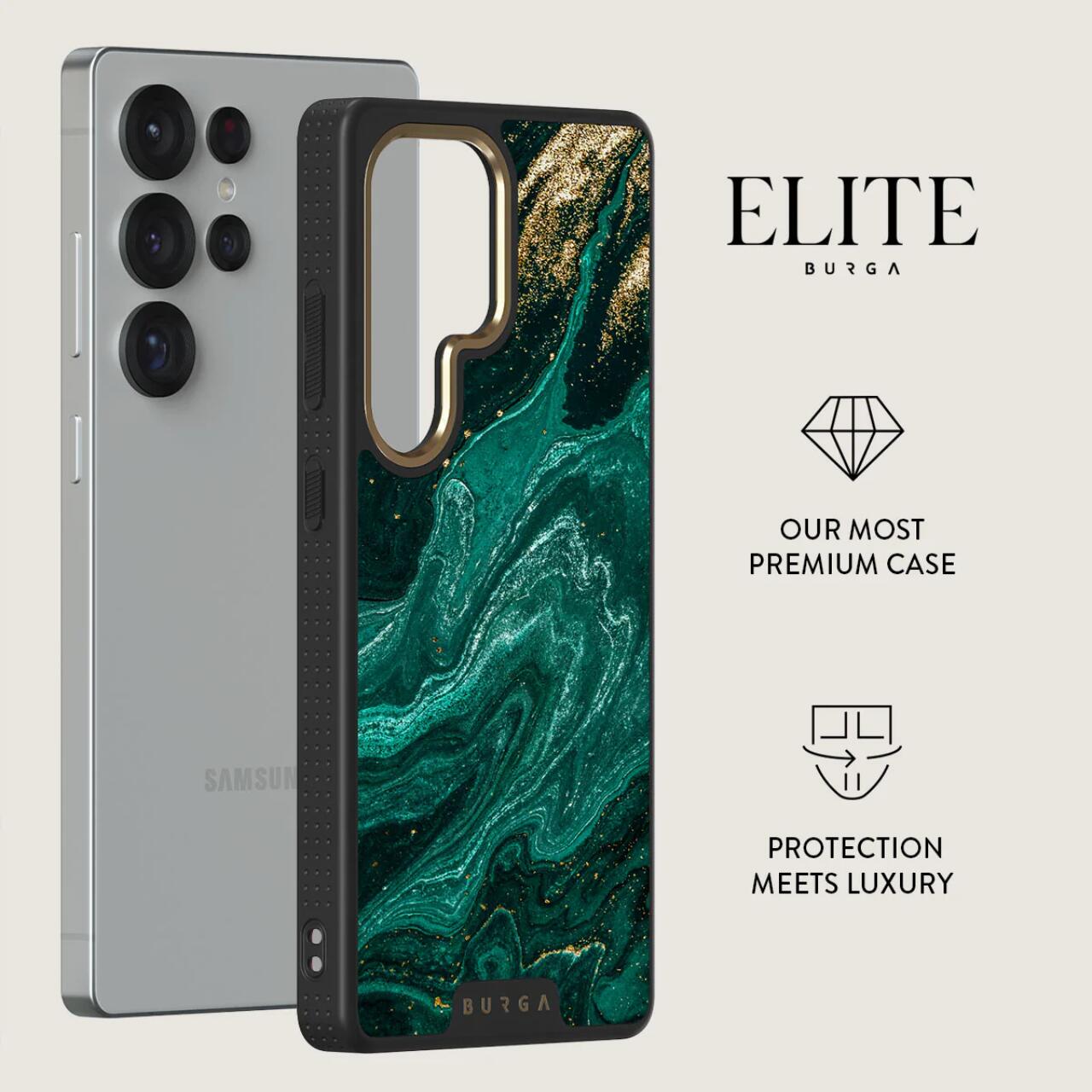 Husa Burga Elite Gold Emerald Pool compatibila cu Samsung Galaxy S25 Ultra