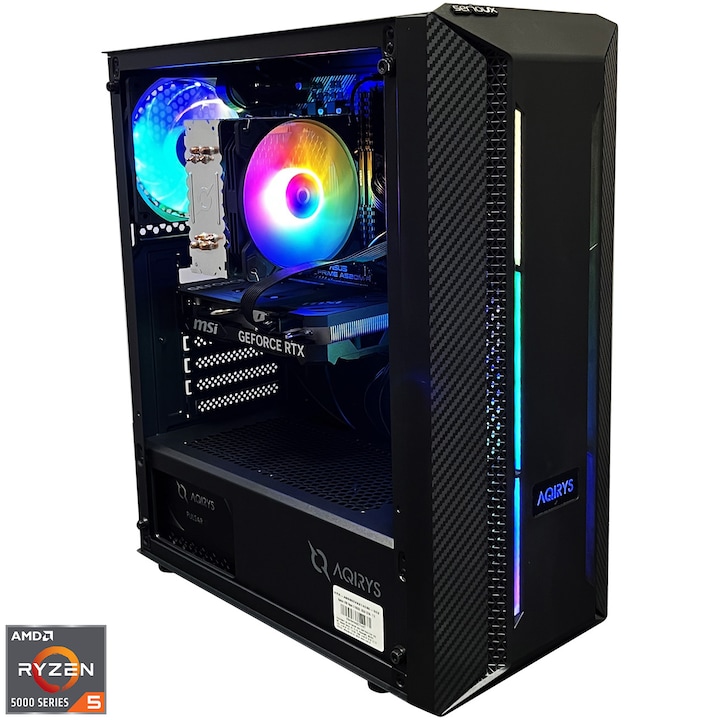 Sistem Desktop PC Gaming Serioux cu procesor AMD Ryzen™ 5 5600X pana la 4.6GHz, 32GB DDR4, 1TB SSD, NVIDIA® GeForce RTX™ 4060 8GB GDDR6, No OS, Negru