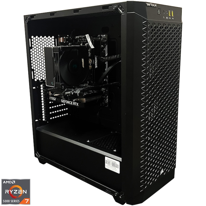 Sistem Desktop PC Gaming Serioux cu procesor AMD Ryzen™ 7 5700X pana la 4.6GHz, 32GB DDR4, 1TB SSD, NVIDIA® GeForce RTX™ 4060 8GB GDDR6, Windows 11 Home, Negru