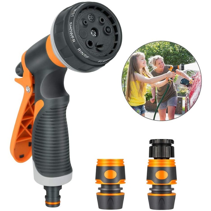 Многофункционален пистолет за пръскане Buyya, 8 програми за пръскане, ABS материал, 200x150x70 мм, комплект с конектори