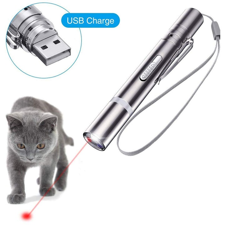 USB лазерна показалка за котки, лазерен модел, забавни пръчици за котки, играчка за котки, комплект интерактивни играчки за котки