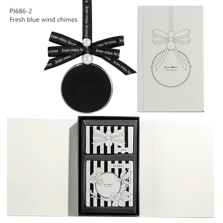 Odorizant auto NEW J.M., pandantiv elegant, Raylin Home, NEGRU - Clopotel albastru