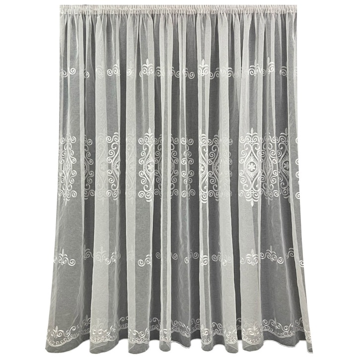 Perdea brodata din in, culoare alba, cu rejansa, 150x245cm, din colectia "Imperial Baroque" by Liz Line - PD03115