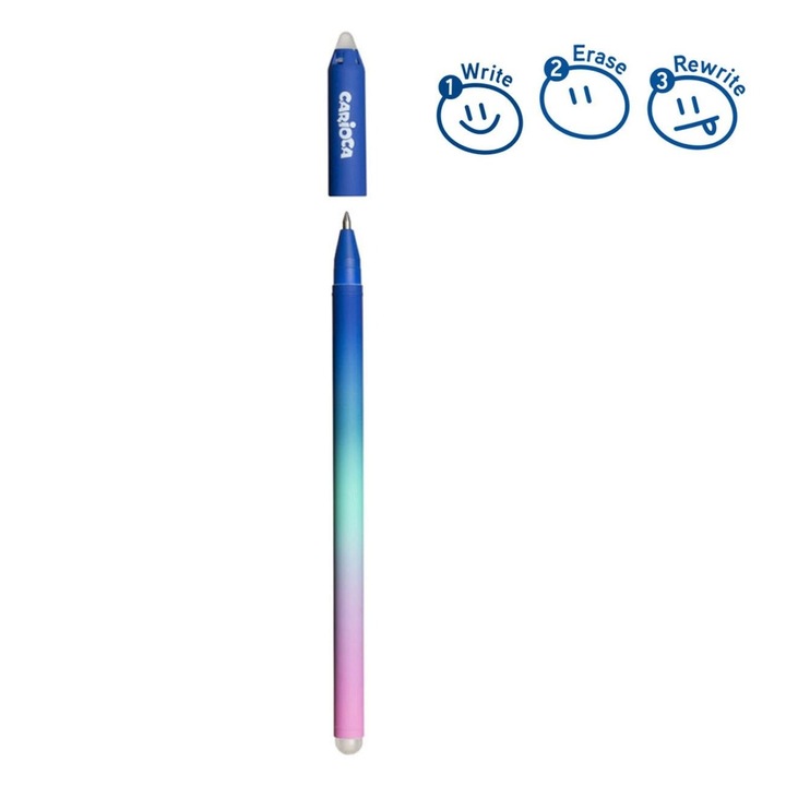 Kék, hőérzékeny tintatoll dupla radírral, 0,7 mm-es színátmenetes test Hoppá Könnyen törölhető és újraírható