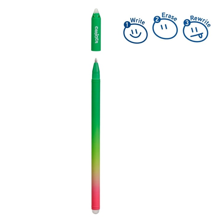 Zöld, hőérzékeny tintatoll dupla radírral, 0,7 mm-es színátmenetes test Hoppá Könnyen írható és újraírható