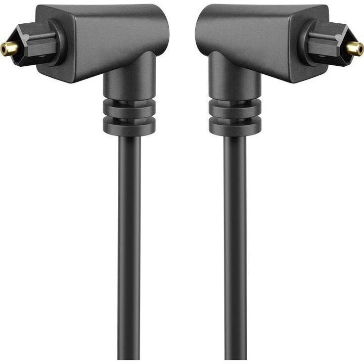 Cablu optic unghiular Toslink Goobay 1m, transmisie audio de inalta calitate, mufe unghiulare 90°