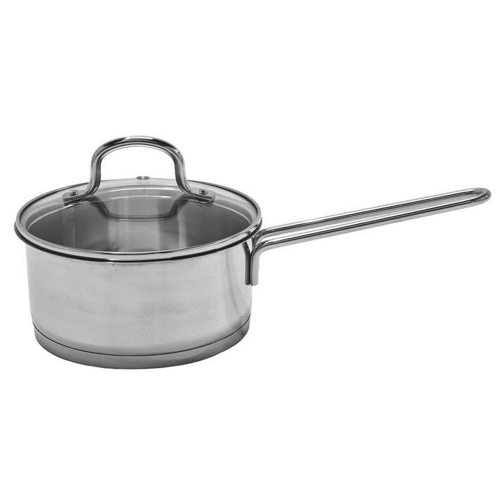 Cratita din otel inoxidabil 1.5 litri cu capac, compatibila cu toate plitele, usor de curatat