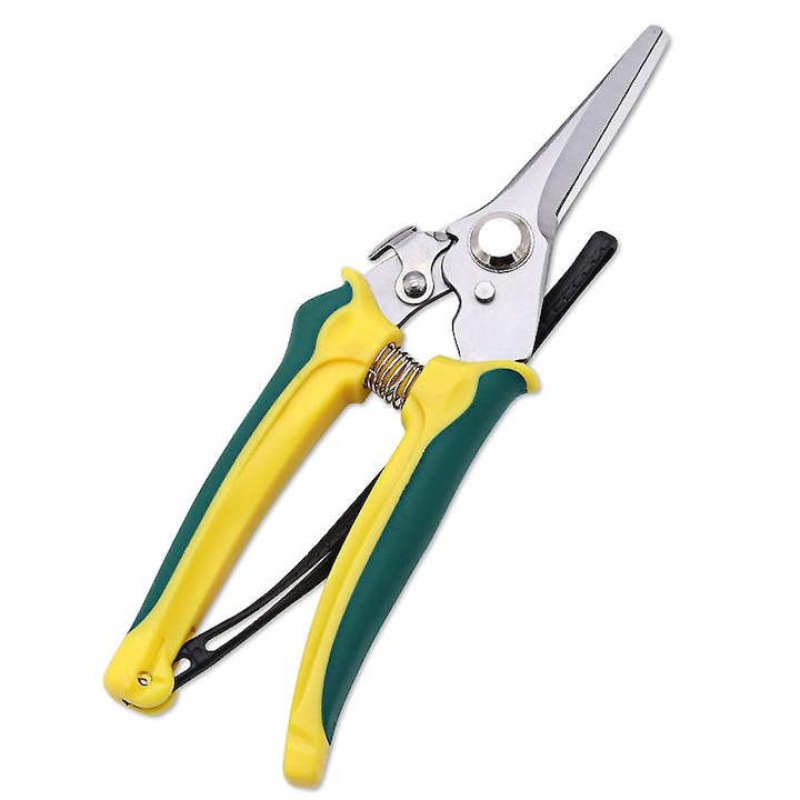 Fierastrau de Unghii pentru Capre/Oi, 200x55mm, Multifuntional, Lama din Otel Carbon, Scissor pentru Gradinarit, Taiere Vita de Vie si Coase, Maner Galben-Verde, 1 Bucata