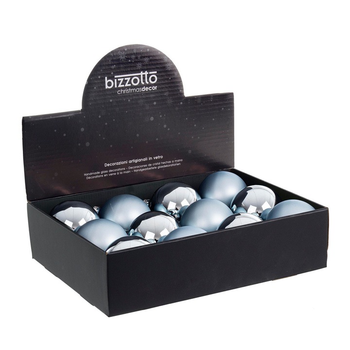 Set 12 globuri Blue D80 Bizzotto