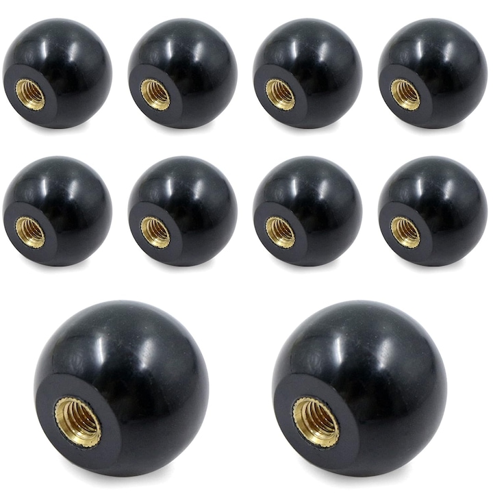 10 db menetes golyós készlet, Jormftte, M6 x 25 mm, réz, fekete