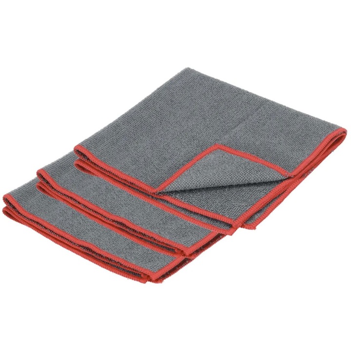 Set 3 lavete microfibra premium, 38 x 38cm, gri, Dedra