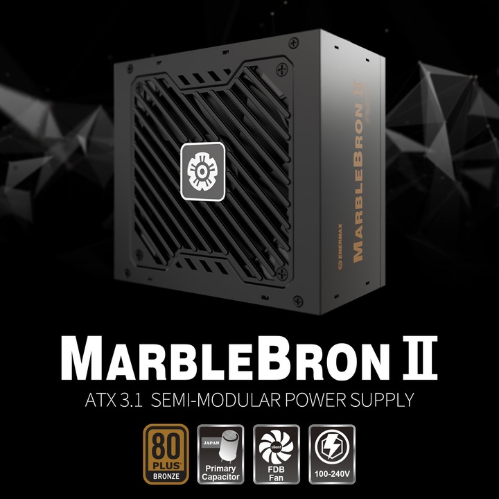 Захранване Enermax EMB650AWT-MAC, MarbleBron II, 650W, ATX, Активен PFC, 80+ Bronze, Японски кондензатор