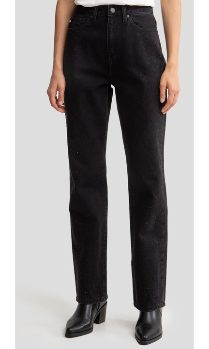 Blugi dama Big Star, picior drept, picioare largi, negru, denim