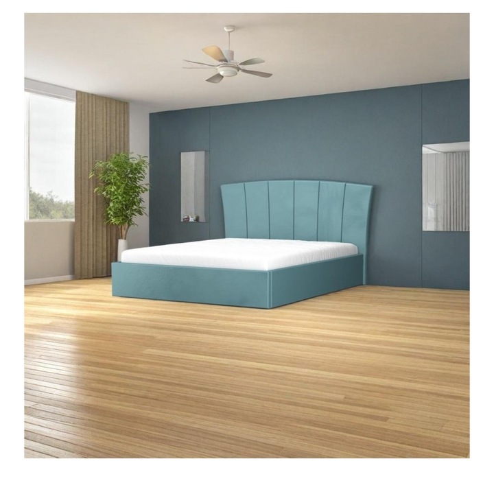 Pat Tapitat Eli Turcoaz + Saltea 160x200cm