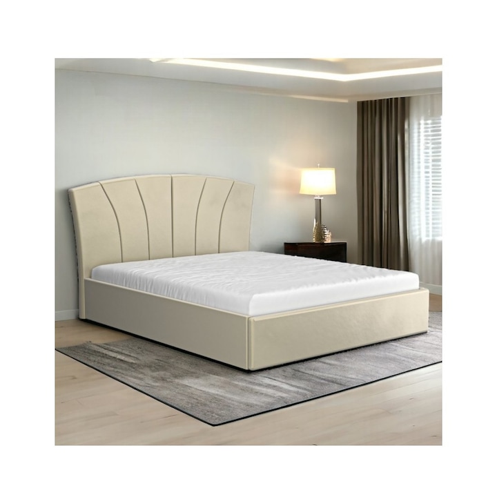 Pat Tapitat Eli Bej + Saltea 160x200cm