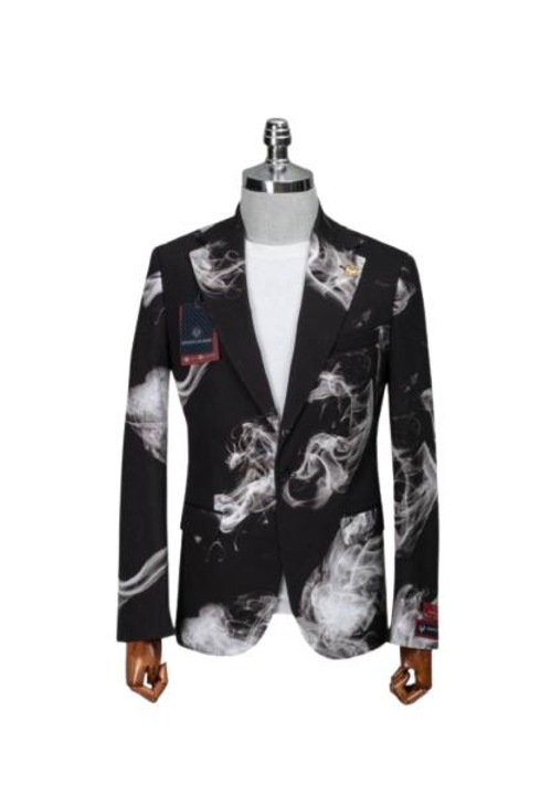 Sacou pentru barbati, Slim Fit, Marco Milano, AR-5-1134, Alb/Negru