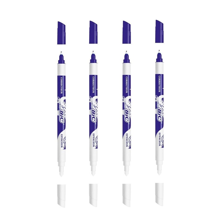 Set Corector Stilou 4 Buc cu Carioca Albastra pentru Stergere si Rescriere Cerneala Stilou Scoala
