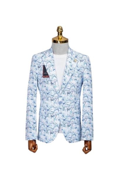 Мъжко сако, Slim Fit, Marco Milano, AR-5-1134, Бял/Светлосин