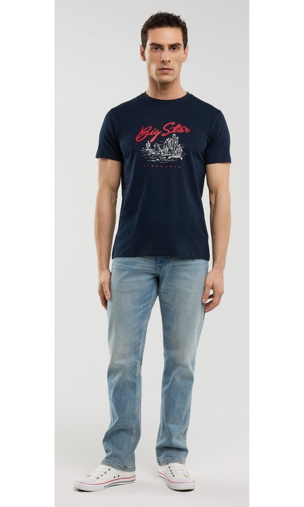 Tricou barbati Big Star, imprimeu original, bleumarin, bumbac
