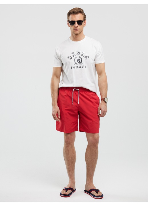 Tricou barbati Big Star, alb, bumbac organic, imprimeu subtil cu logo