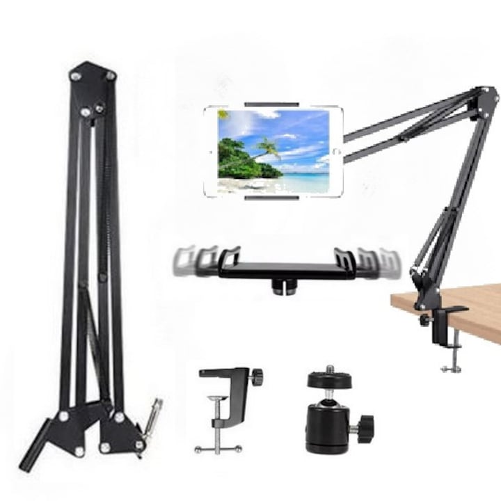 Stativ brat SkyTechs® tableta/telefon/smartphone extensibil 70 CM menghina suport suspensie flexibil articulat pivotant rotativ 360 de grade pliabil