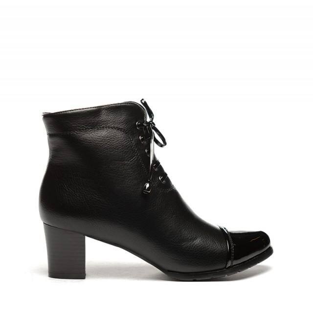 Botine scurte cu aspect de siret,D&J Exclusive, Negru