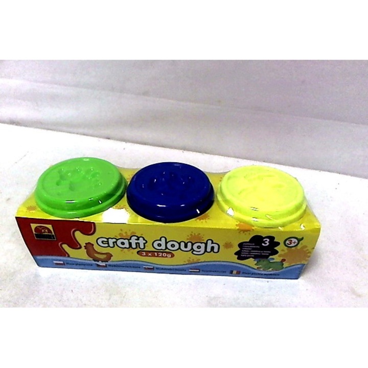 Plastilina pentru copii, set 3 tuuri x 140g, multicolor