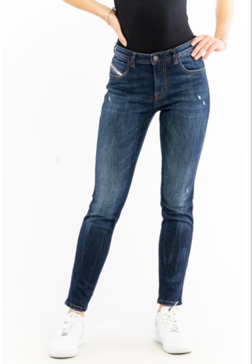 Blugi femei Diesel, model skinny, albastru inchis, W27-L32