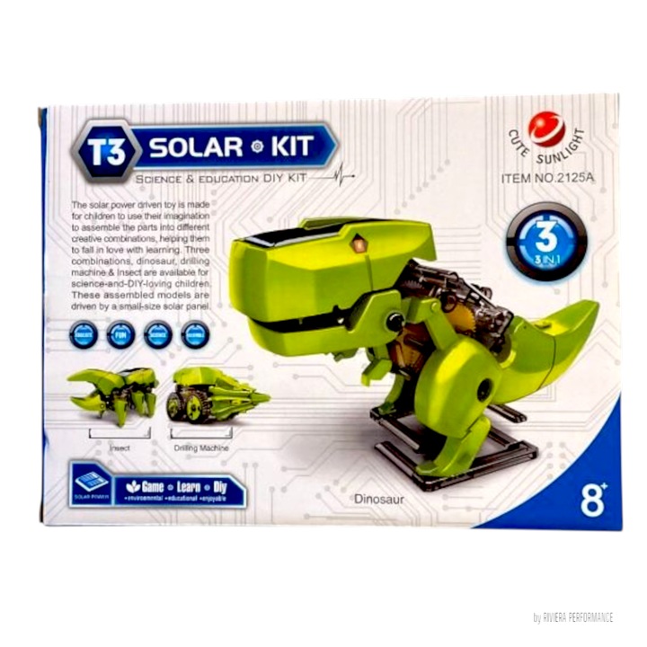 Hooppie robot készlet, 3 építhető változat, napelemes, 8 éves kortól