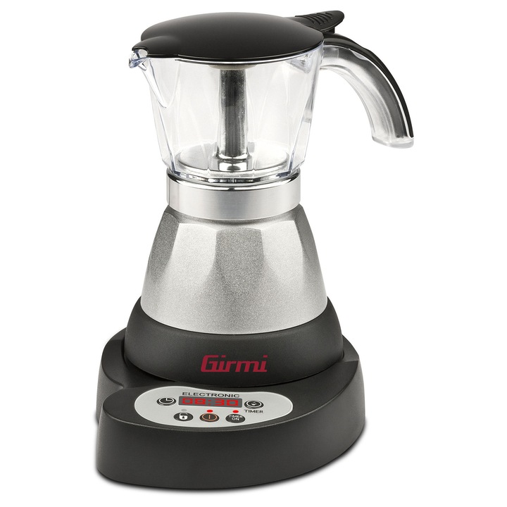 Espressor moka electric Girmi MC23, 400W, timer programabil, afisaj LED, functie mentinere caldura 30 min, negru/argintiu