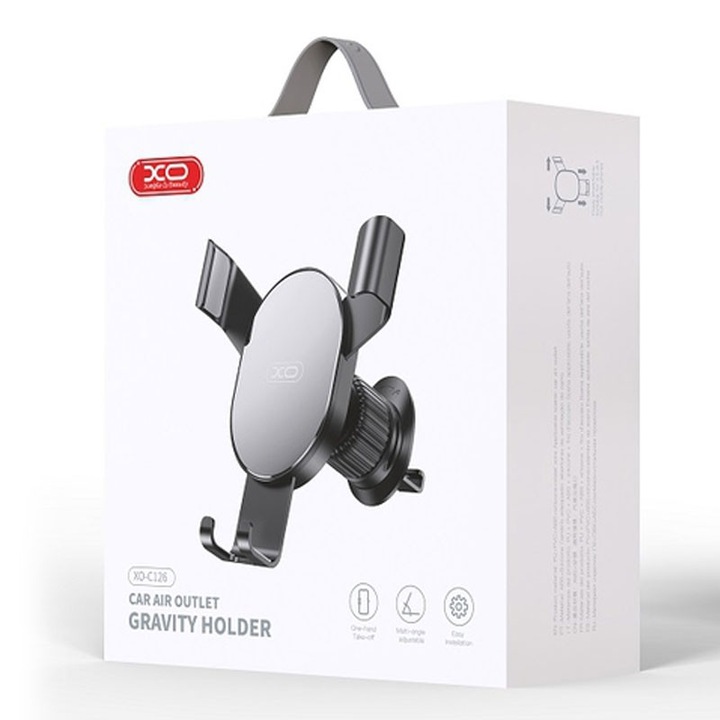 Xo C126 Gravity Szellózórácsra Rögzíthetó Autós Telefontartó Fekete-Ezüst