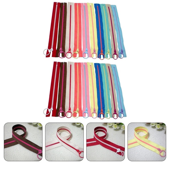 20 db többszínű gyanta cipzár szett gyűrűvel, 20x3cm varráshoz és DIY kiegészítőkhöz YANYXR