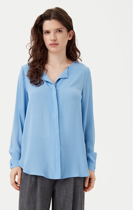 Дамска риза, Vila, 304902772, Рециклиран полиестер, Син, Син